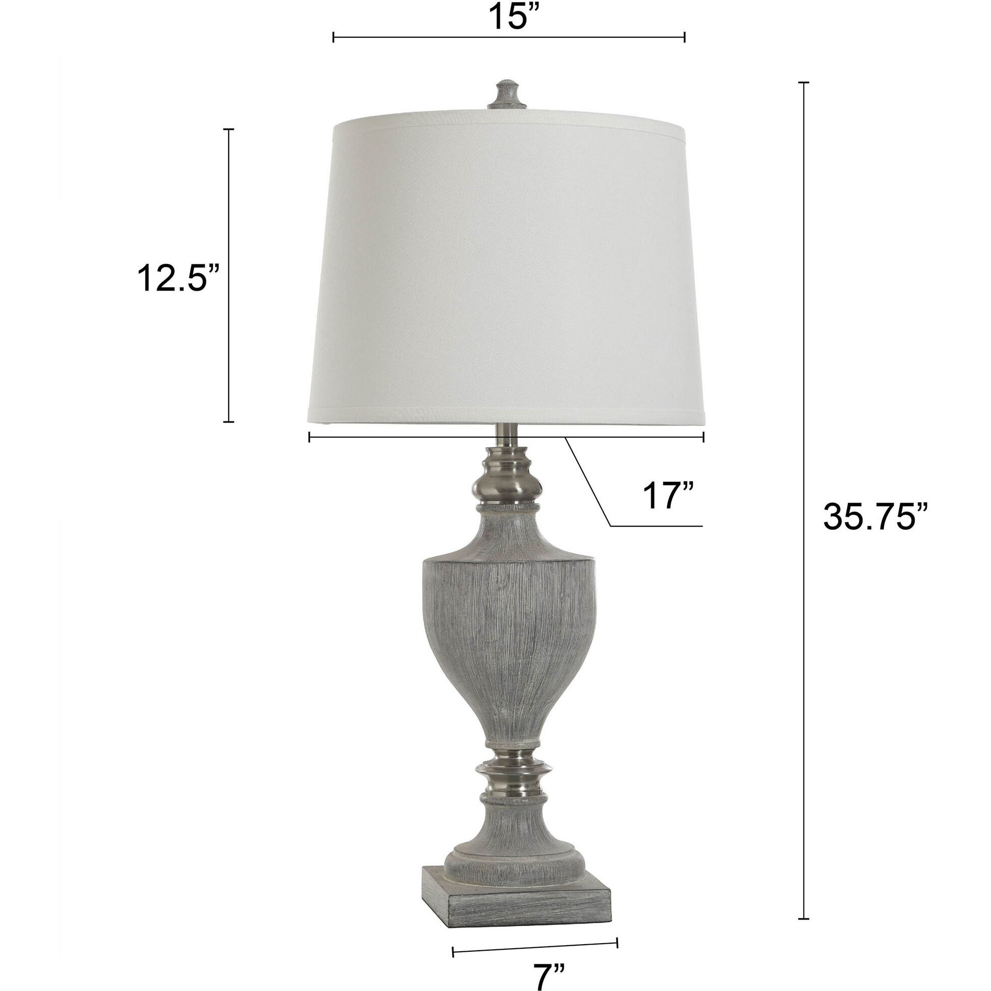 Branson 35.75 inch 150 watt Grey Table Lamp Portable Light