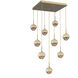 Cabochon LED Gilded Brass with Travertine Stone Pendant Chandelier Ceiling Light in Bronze, 2700K LED