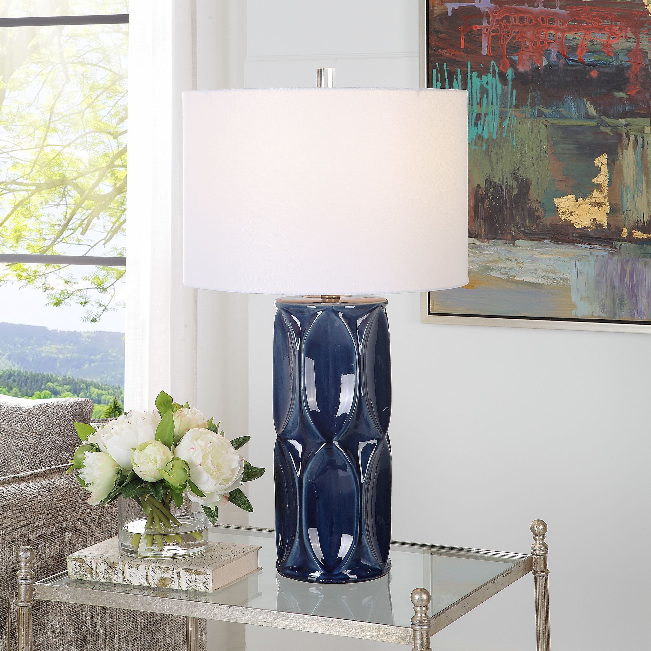 Navy blue table lamps sales