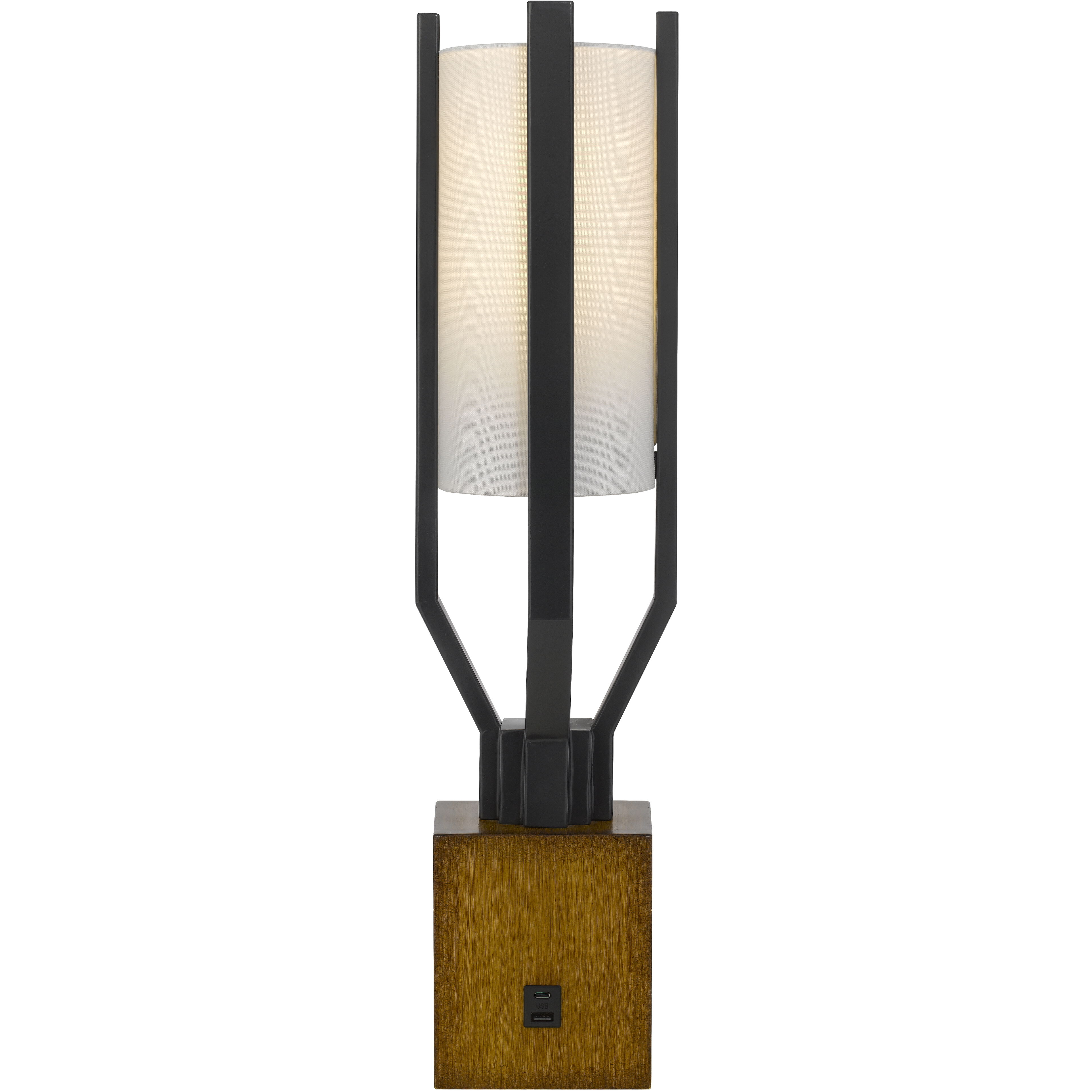 Woodsmere 25 inch 9 watt Matte Black and Wood Table Lamp Portable Light