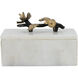 Anita 7.1 inch Natural White and Black and Gold Decorative Storage Box