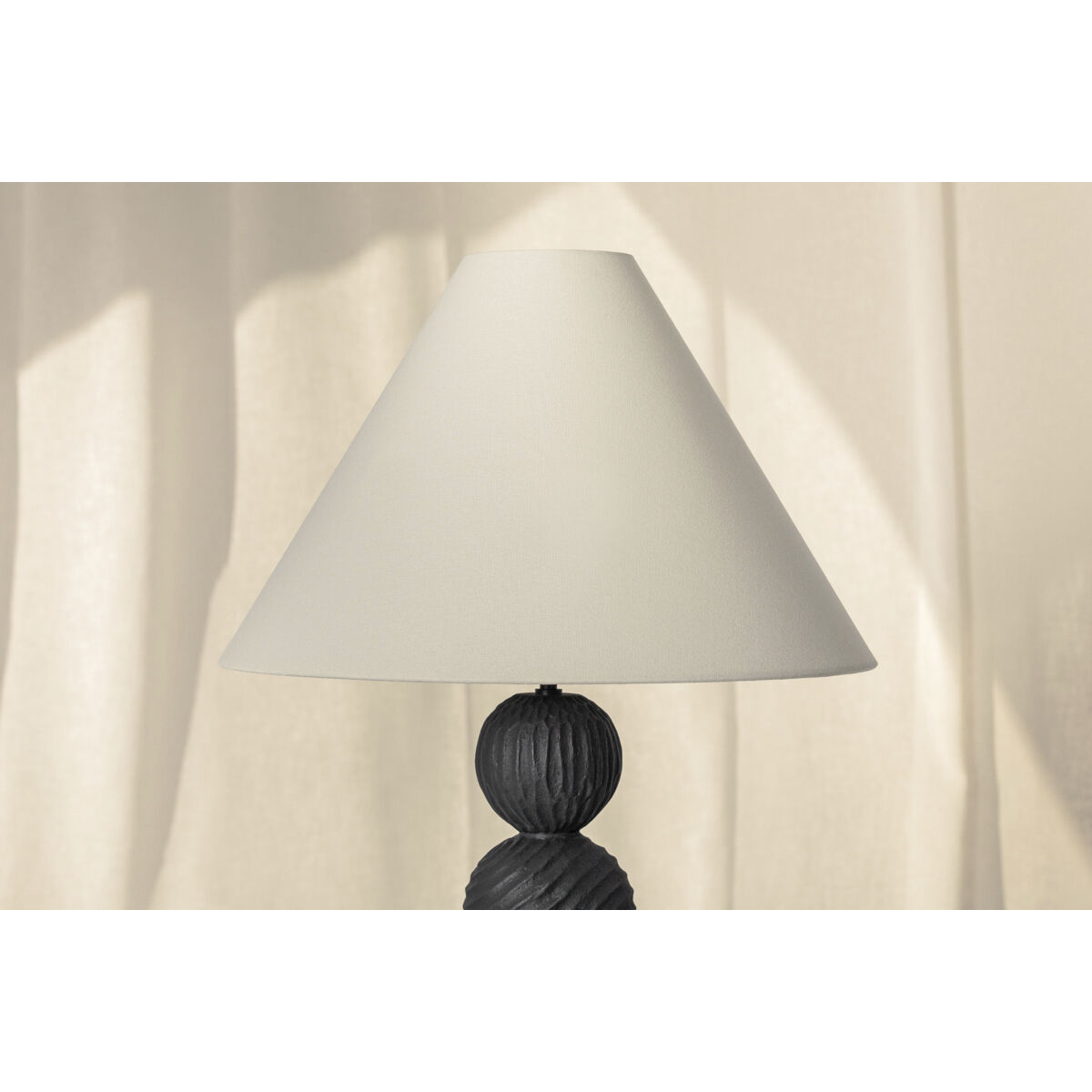 Miela 30 inch 15.00 watt Forged Iron/Ceramic Black Motif Table Lamp Portable Light