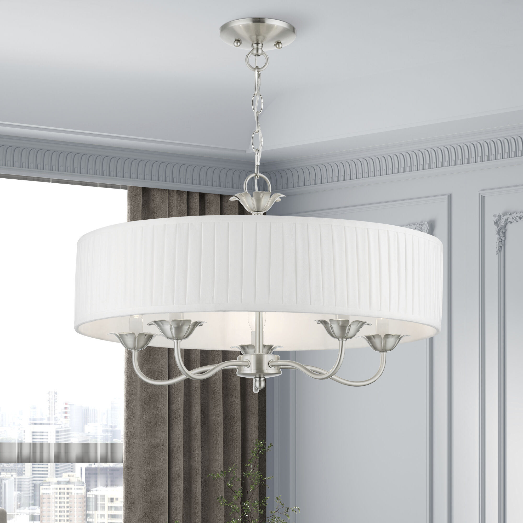 Edinburgh 5 Light 23 inch Brushed Nickel Pendant Chandelier Ceiling Light