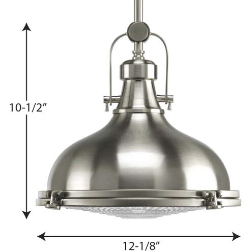 Fresnel Lens 1 Light 12.13 inch Brushed Nickel Pendant Ceiling Light in Standard Lamping