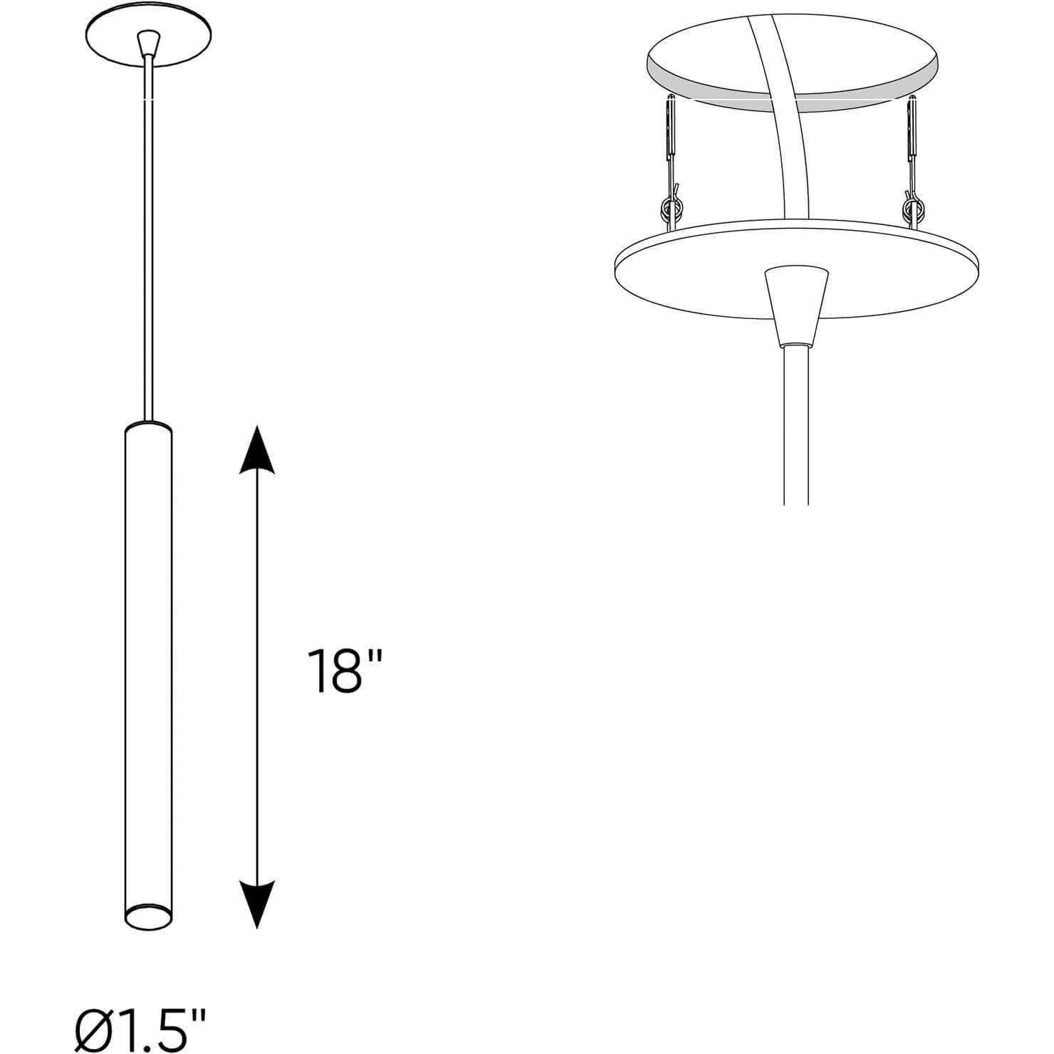 Nova LED 1.5 inch White Pendant Ceiling Light, Cylinder