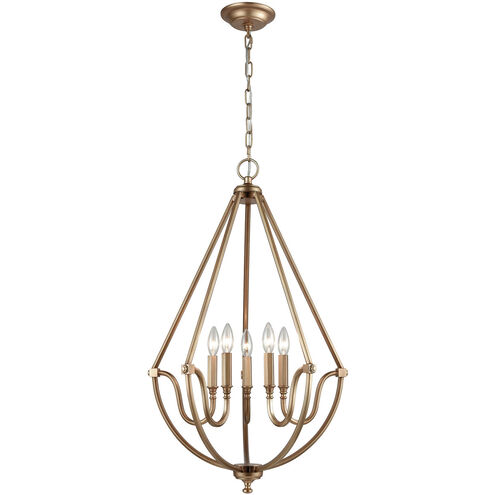 Burke 5 Light 22 inch Matte Gold Chandelier Ceiling Light