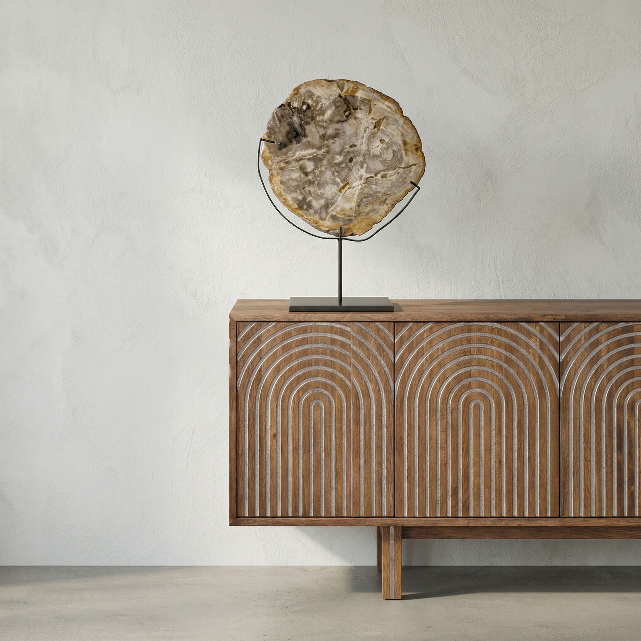 Wood Fossil Matte Black Decorative Object