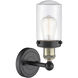 Dover Sconce Wall Light in Black Antique Brass, Clear