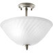 Kensington 2 Light 14 inch Brushed Nickel Close-to-Ceiling Ceiling Light in Swirl Etched Glass