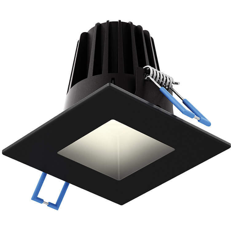 Smooth Baffle Black Regressed Gimbal Down Light, Square