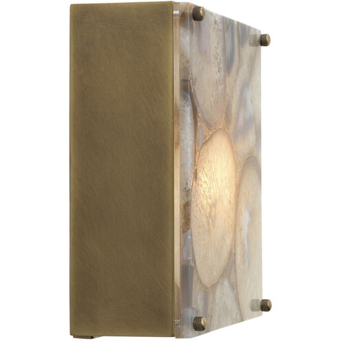 Adeline 1 Light 9 inch Agate & Antique Brass Wall Sconce Wall Light, Square