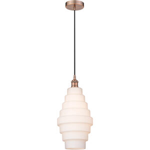 Edison Cascade LED 8 inch Antique Copper Mini Pendant Ceiling Light