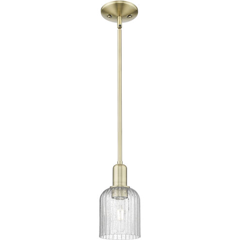 Bridal Veil 1 Light 5 inch Antique Brass Mini Pendant Ceiling Light in Seedy Glass