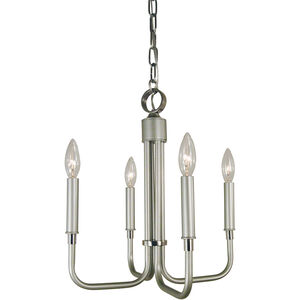 Lara 4 Light 14 inch Satin Pewter with Polished Nickel Accents Mini Chandelier Ceiling Light