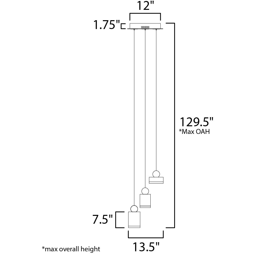 Nob LED 13.5 inch Black and Gold Multi-Light Pendant Ceiling Light