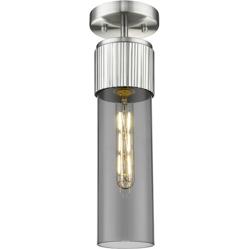 Bolivar 1 Light 4 inch Satin Nickel Flush Mount Ceiling Light in Plated Smoke Glass