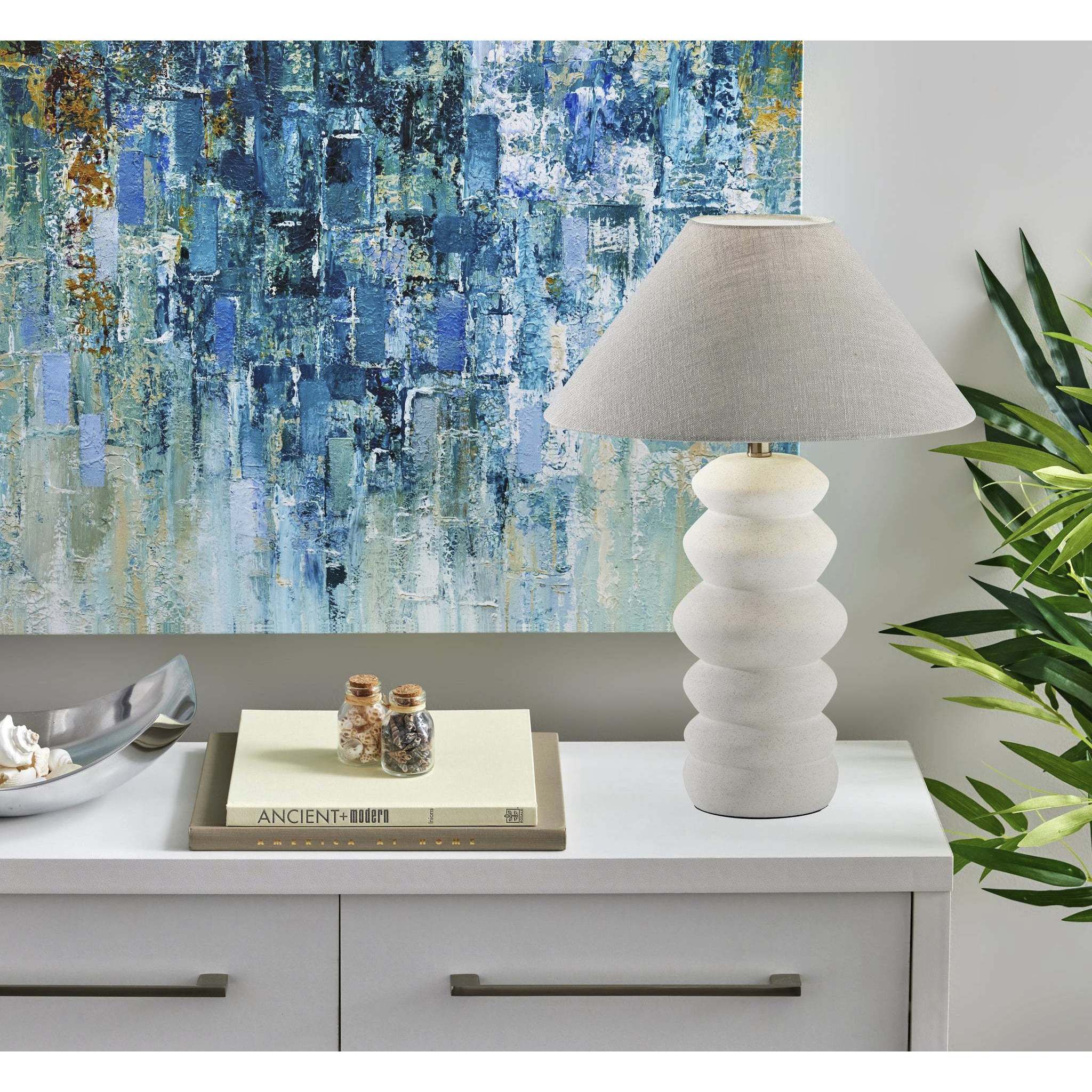 Marcey 25 inch 100.00 watt Matte Off-White Ceramic Table Lamp Portable Light