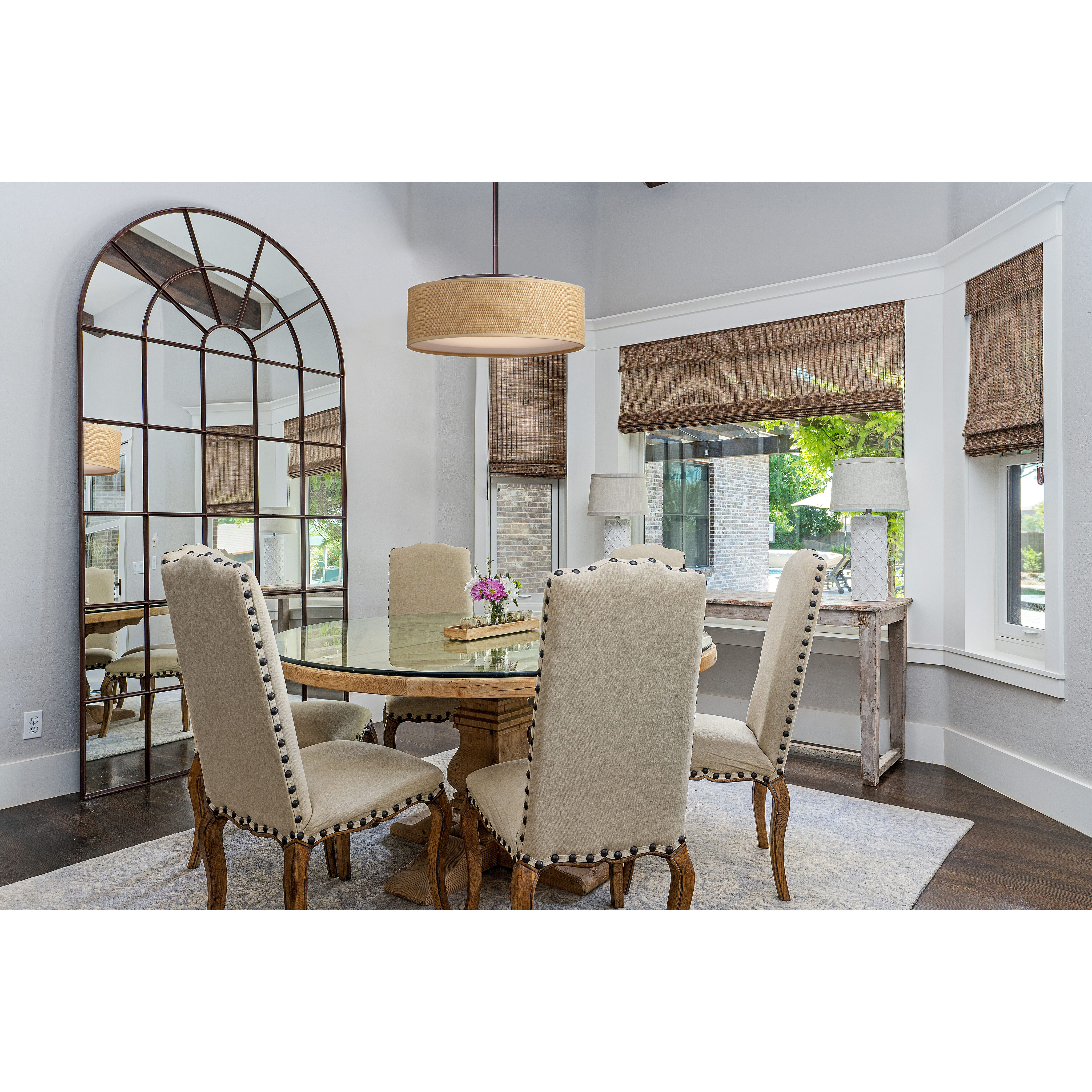 Prime LED 20 inch Oil Rubbed Bronze Single Pendant Ceiling Light in Grass Cloth