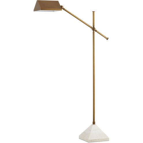 Repertoire 50.75 inch 7 watt Antique Brass and White Floor Lamp Portable Light