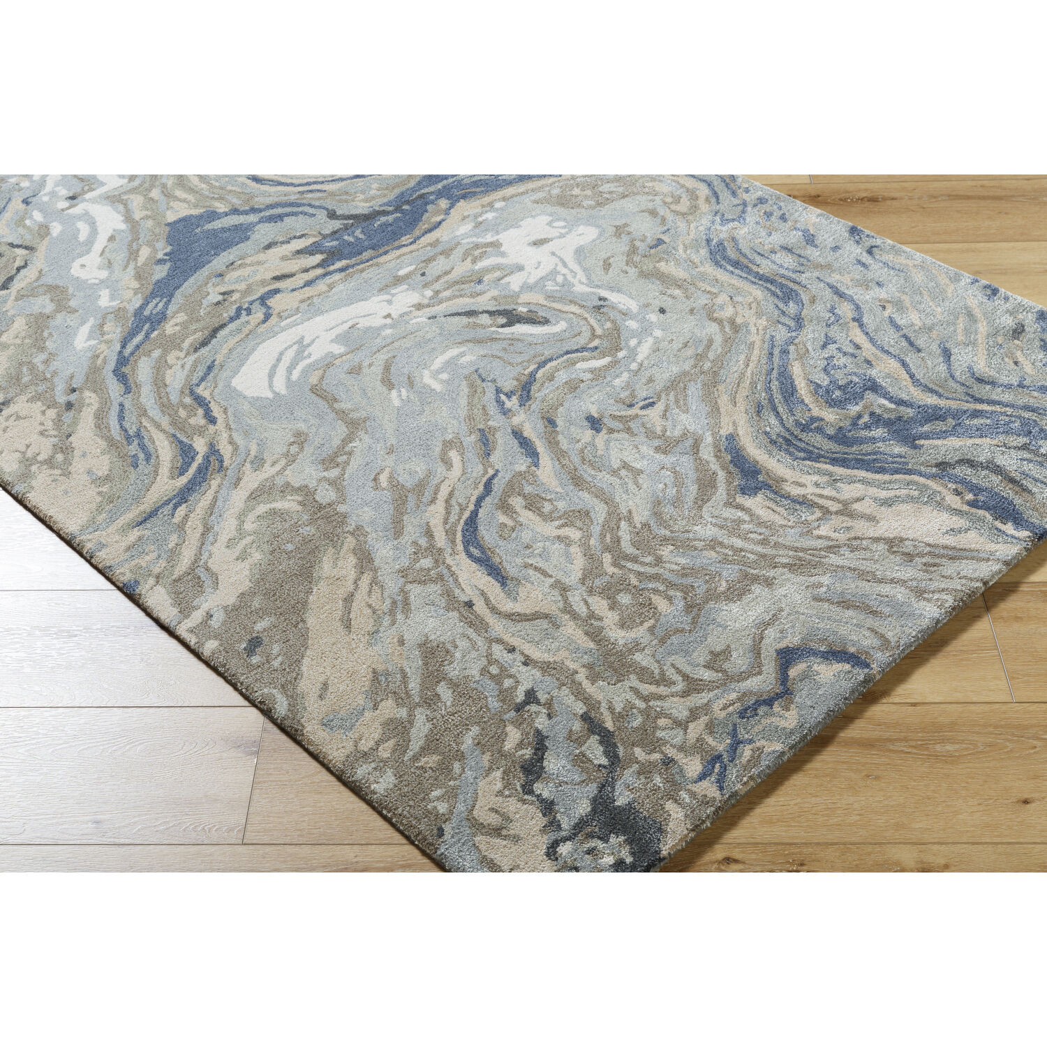 Kavita 96 X 96 inch Prairie Dust / Walnut / Metallic - Silver / Khaki / Ash / Beetle Blue / Lunar Green Handmade Rug in 8 Ft Round