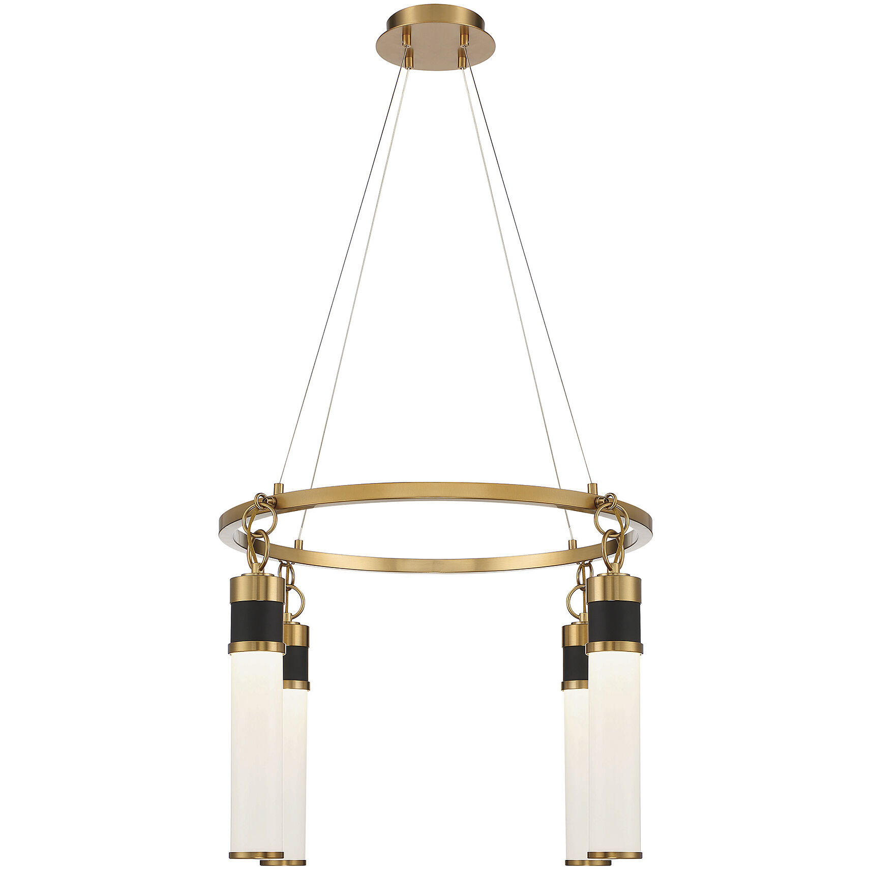 Abel LED 26 inch Matte Black with Warm Brass Accents Chandelier Ceiling Light