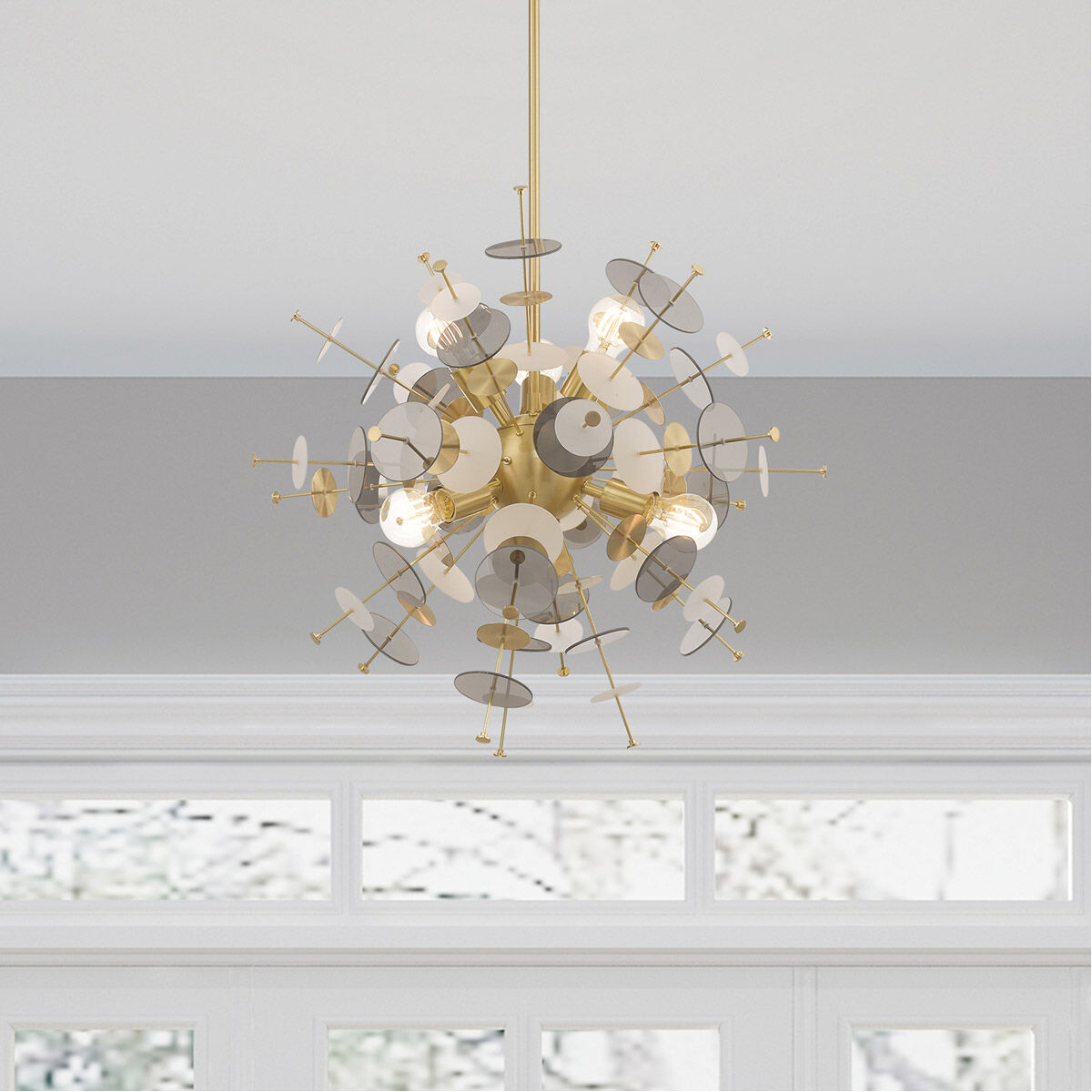 Circulo 6 Light 24 inch Satin Brass Pendant Chandelier Ceiling Light