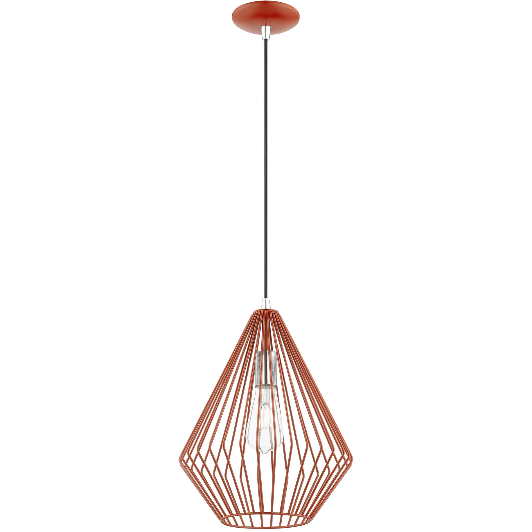 Linz 1 Light 12 inch Shiny Red with Polished Chrome Accents Pendant Ceiling Light