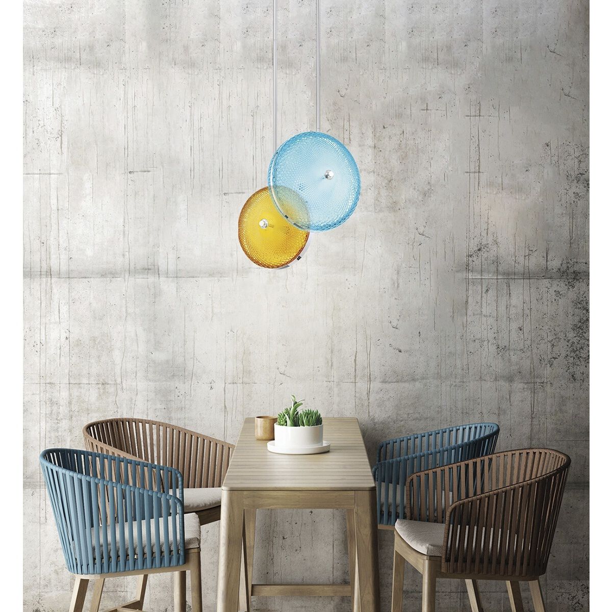 Caledonia LED 7 inch Chrome Pendant Ceiling Light in Pink, Small