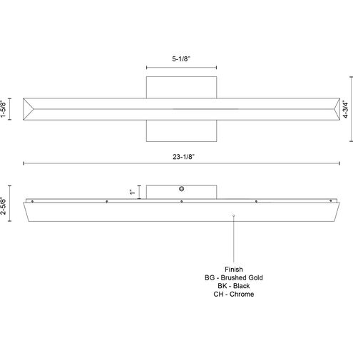 Saphir LED 23.13 inch Brushed Gold Bath Vanity Light Wall Light