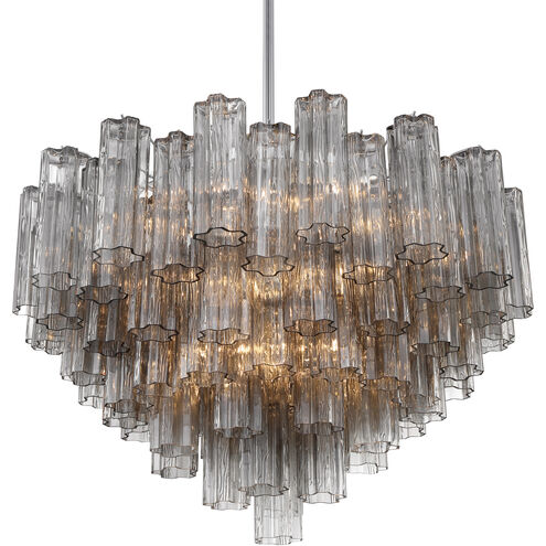 Addis 16 Light 32 inch Polished Chrome Chandelier Ceiling Light in Tronchi Glass Smoke