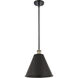 Ballston Cone 1 Light 12 inch Black Antique Brass Pendant Ceiling Light