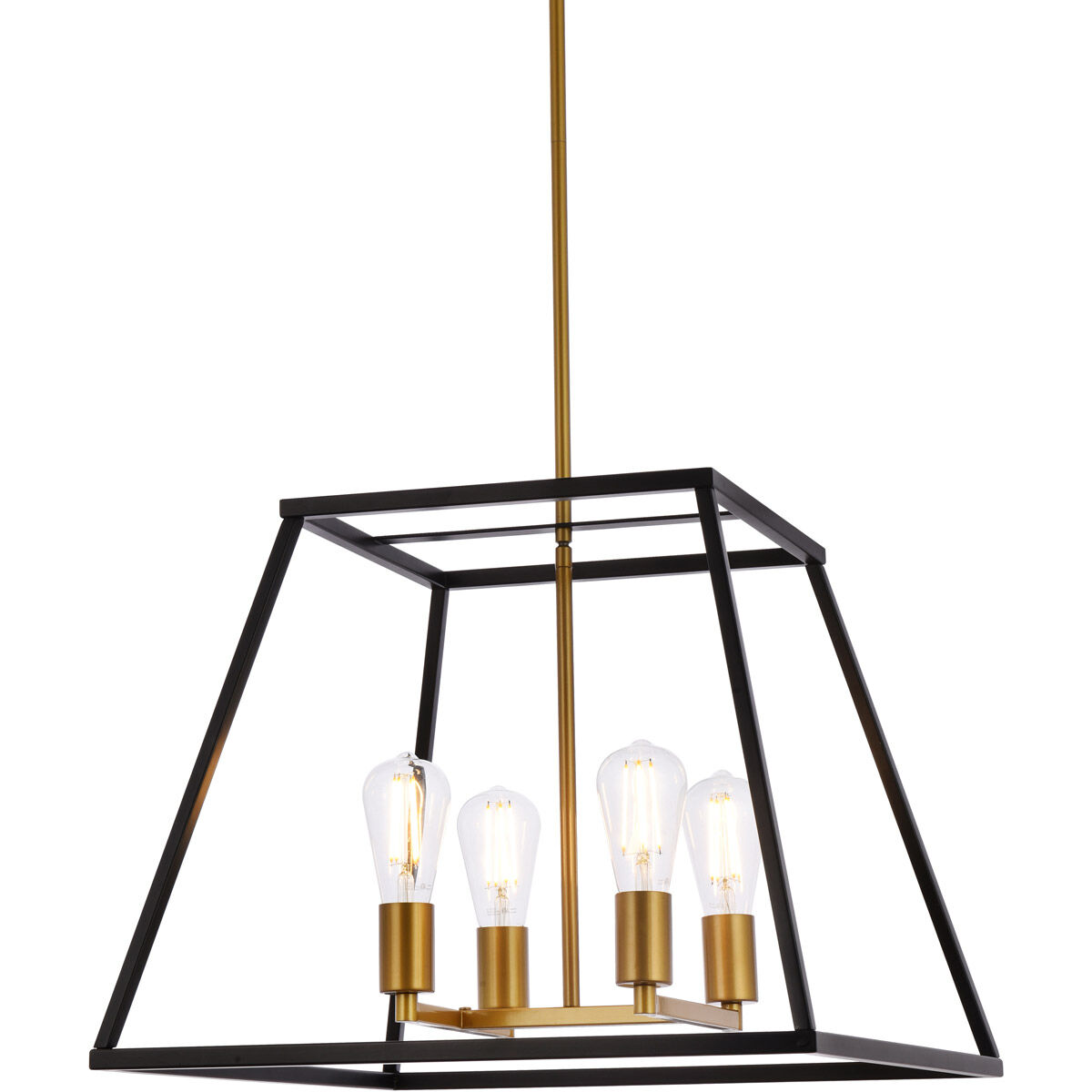 Declan 4 Light 20 inch Black and Brass Pendant Ceiling Light