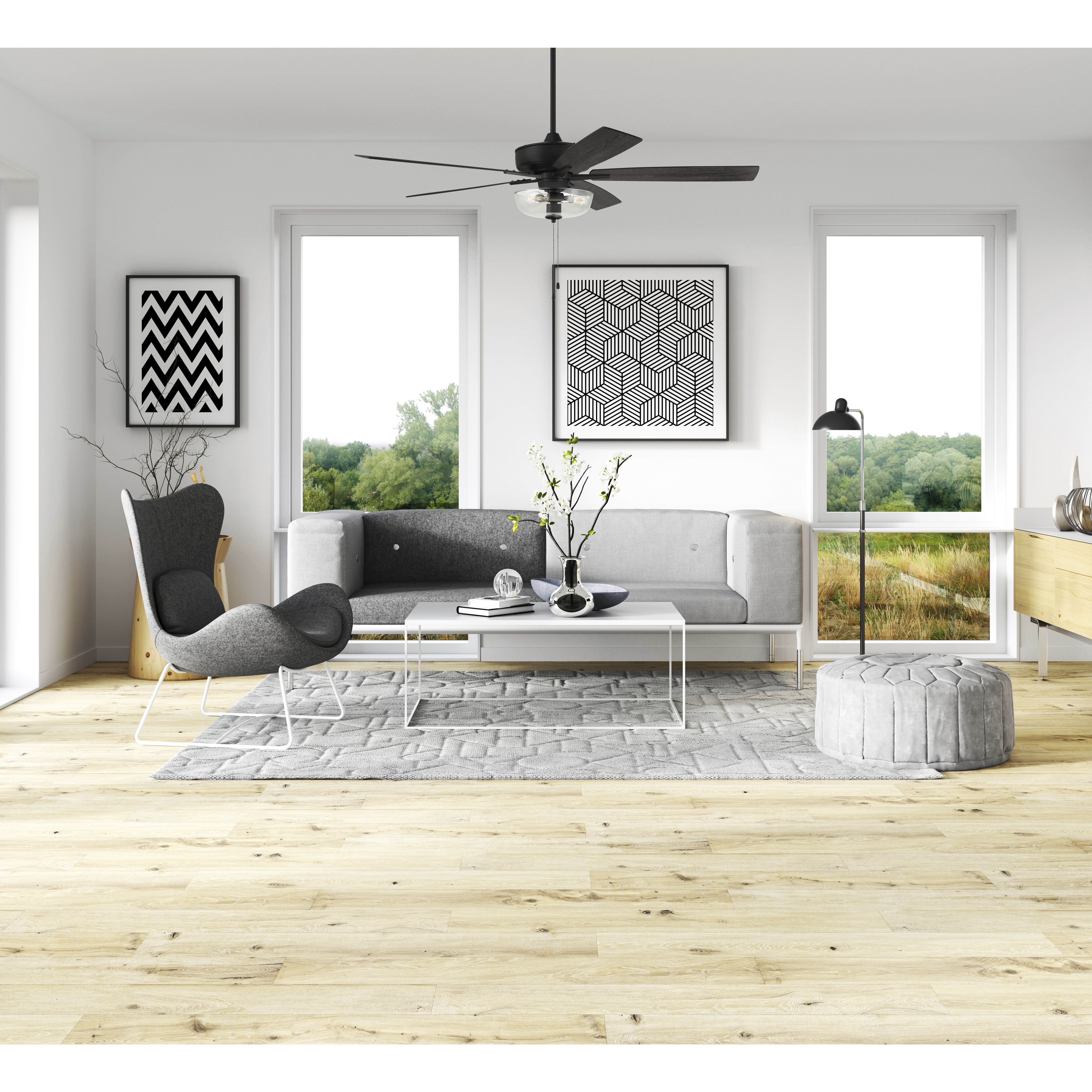 Super Pro 101 60 inch White with White/Washed Oak Blades Contractor Ceiling Fan