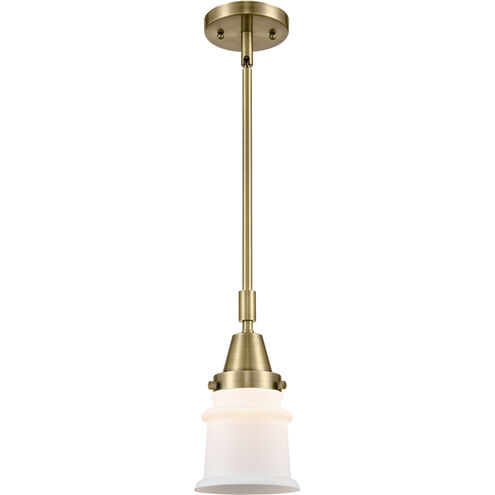 Franklin Restoration Small Canton 1 Light 7 inch Antique Brass Mini Pendant Ceiling Light in Matte White Glass