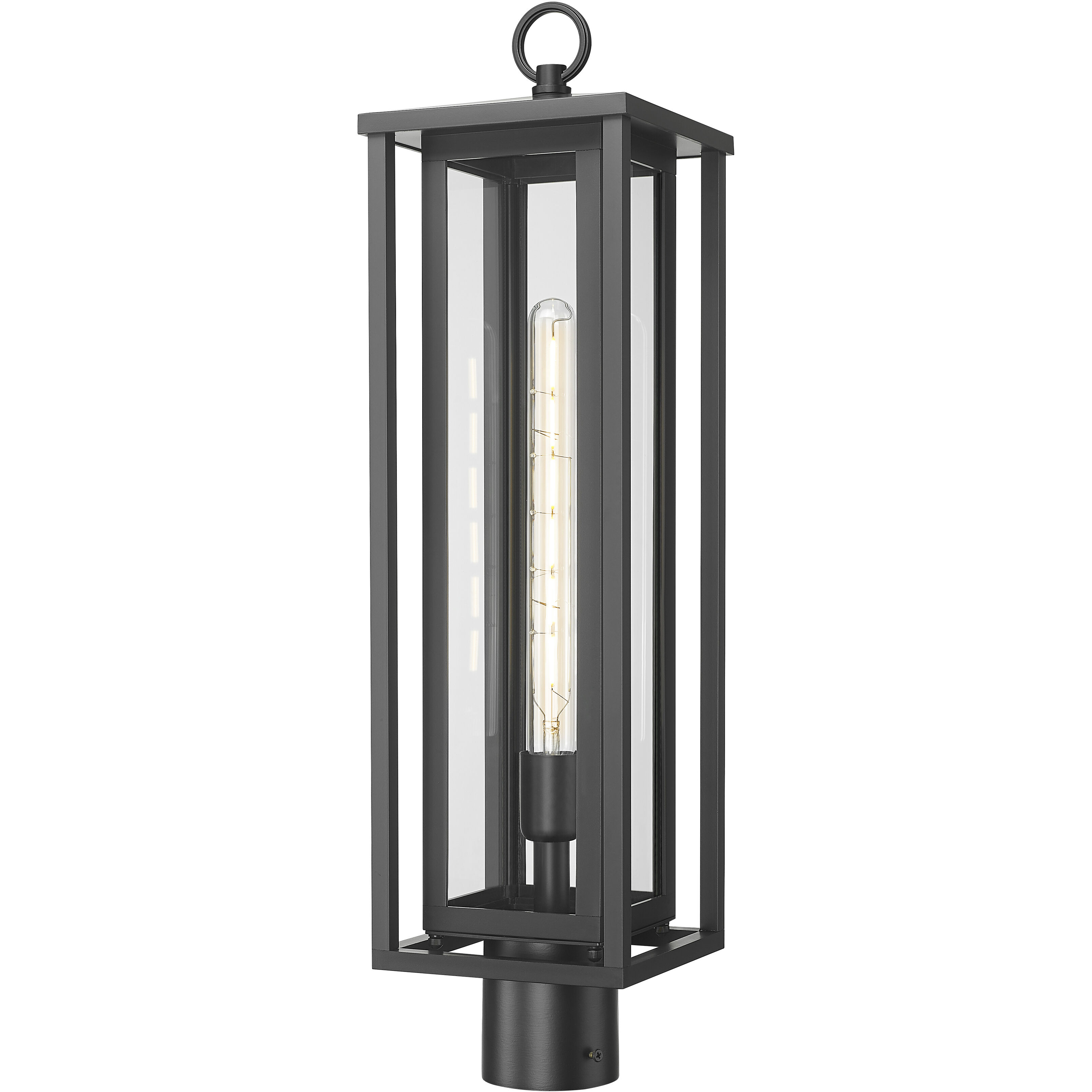 Ashland 1 Light 25.38 inch Matte Black Outdoor Post Lantern in Clear Glass