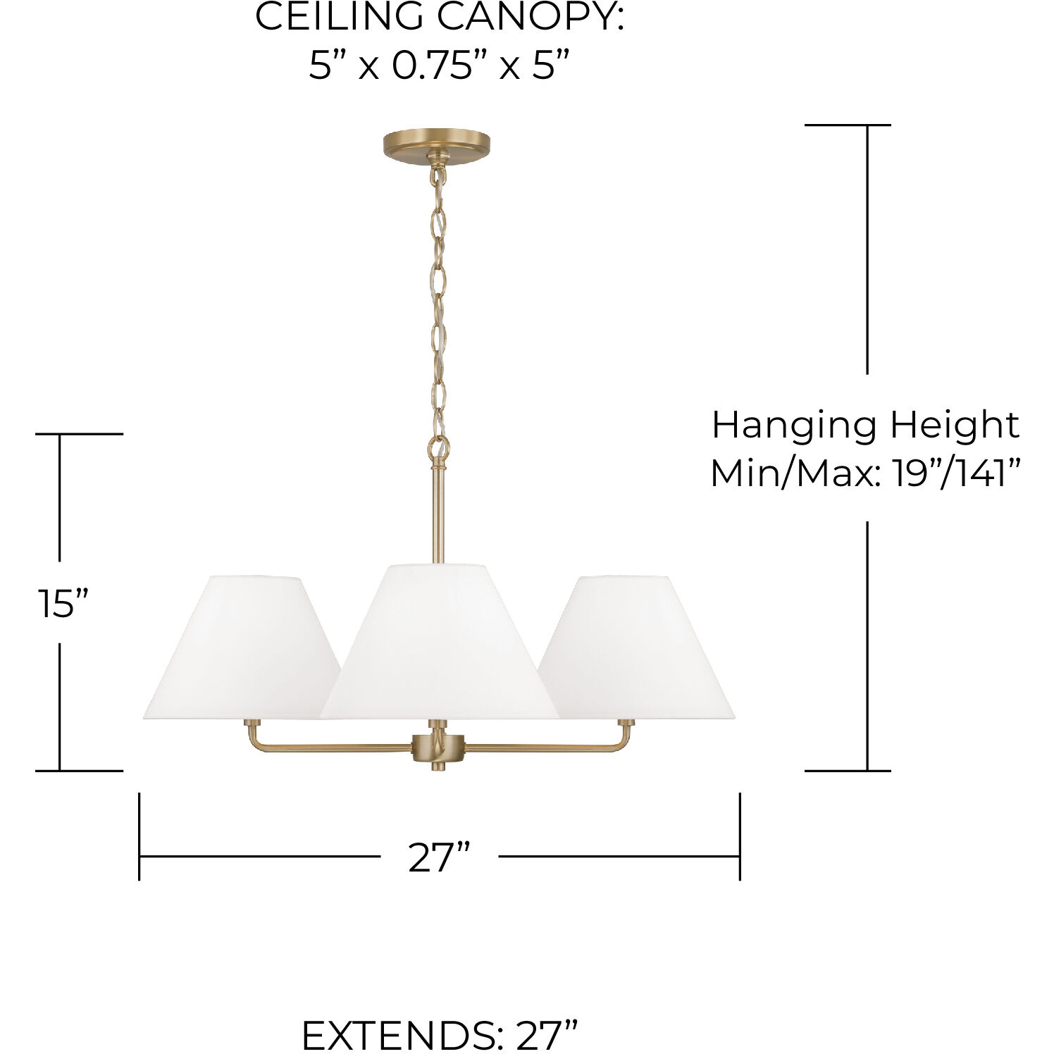 Parson 4 Light 27 inch Matte Brass Chandelier Ceiling Light
