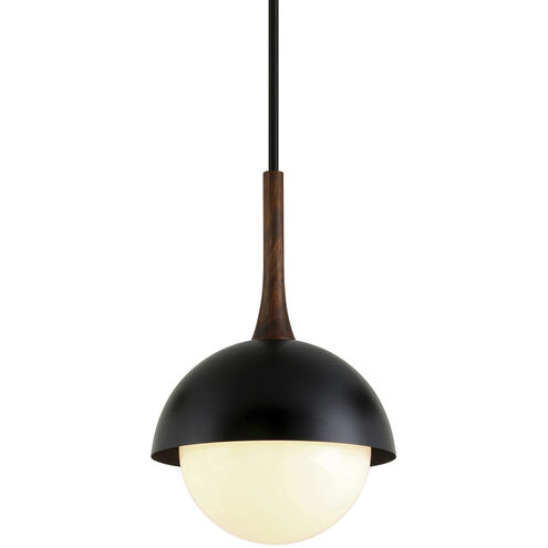 Cadet 1 Light 15 inch Black And Natural Acacia Pendant Ceiling Light 