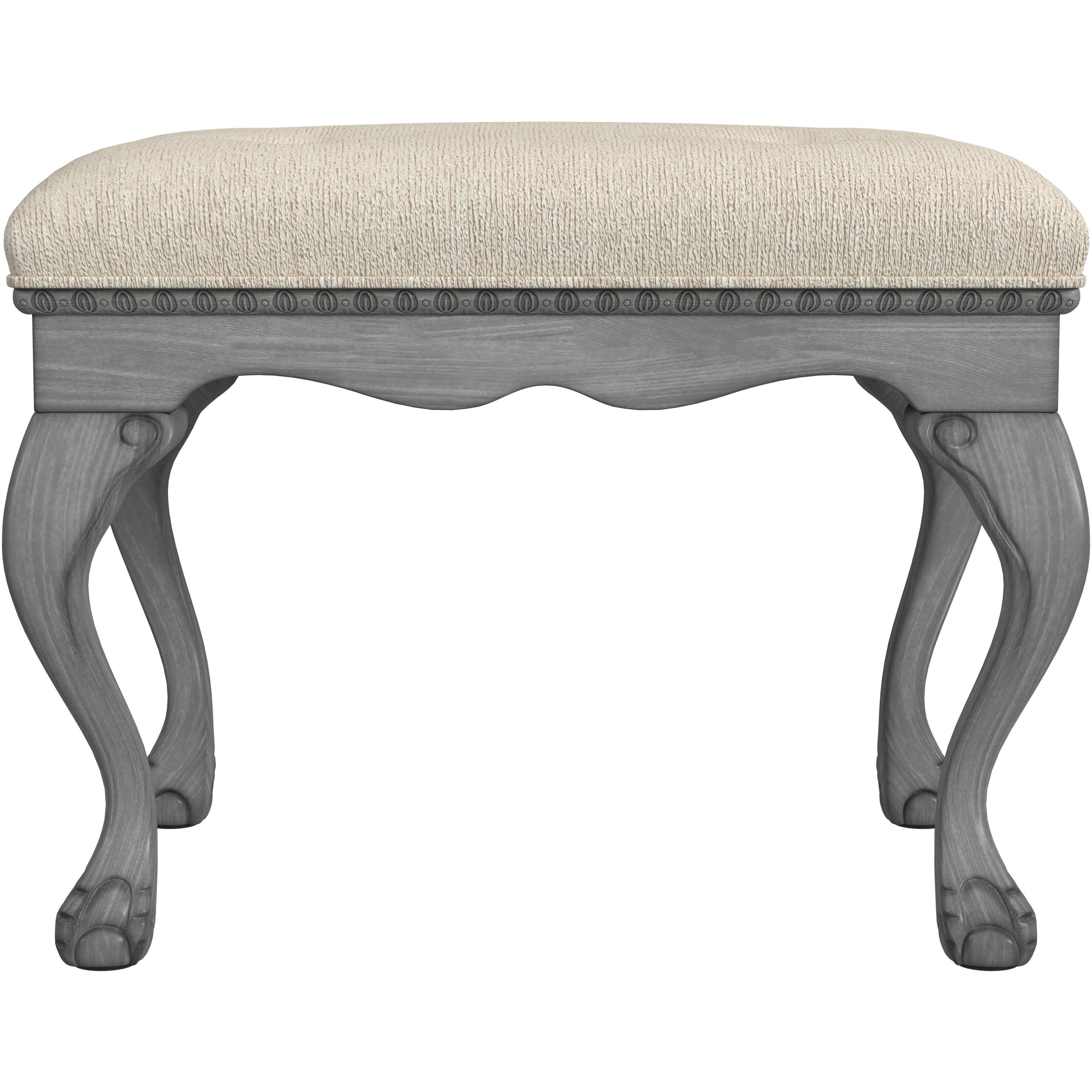 Ashford Upholstered 25.5"W Vanity Stool in Gray