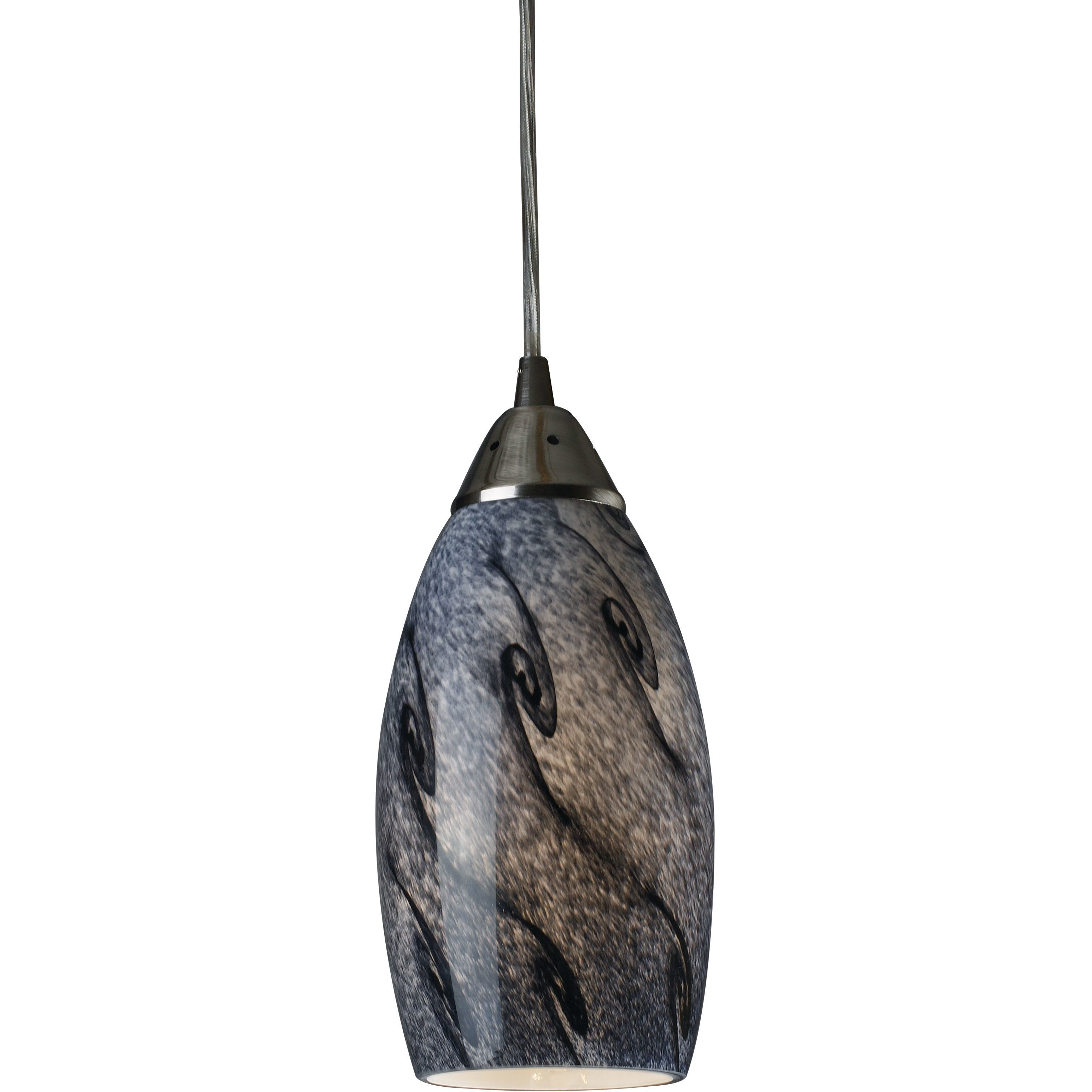 Galaxy 1 Light 5 inch Satin Nickel Mini Pendant Ceiling Light in Smoke Glass