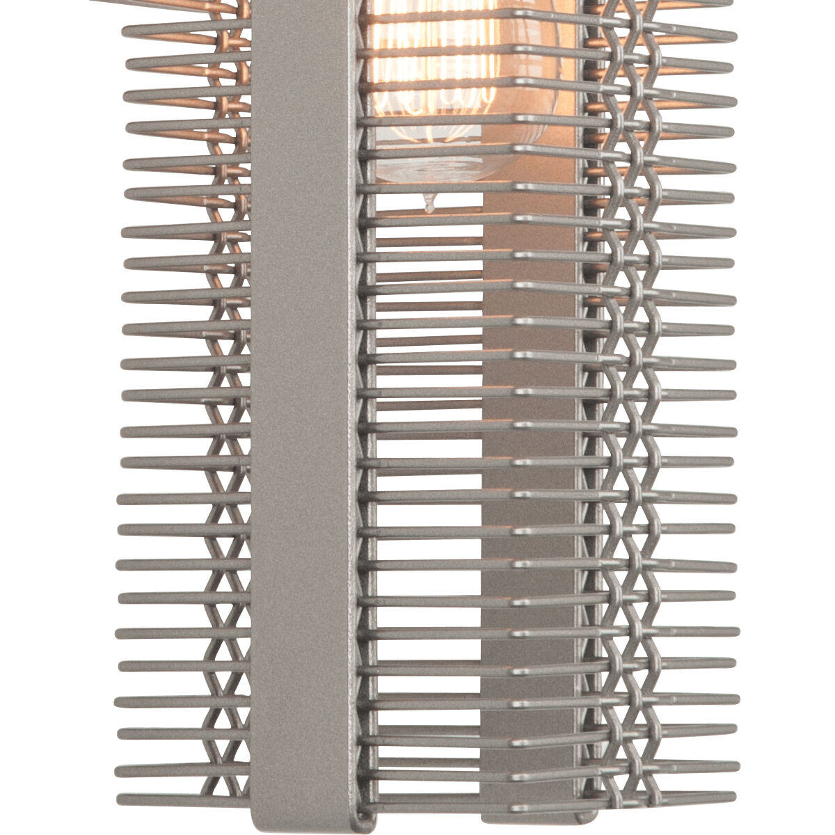 Downtown Mesh LED 4 inch Beige Silver Pendant Ceiling Light in 3000K LED, Metallic Beige Silver, Rod, Frosted
