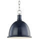 Blair 1 Light 11 inch Polished Nickel Pendant Ceiling Light in Navy Metal