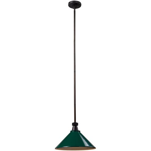 Boulton 1 Light 14 inch Oil Rubbed Bronze with Dark Green Pendant Ceiling Light