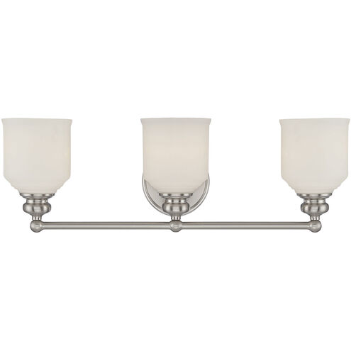 Melrose 3 Light 24 inch Satin Nickel Bathroom Vanity Light Wall Light, Essentials