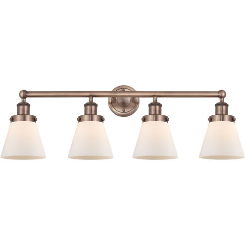 Cone 4 Light 33.5 inch Antique Copper Bath Vanity Light Wall Light in Matte White