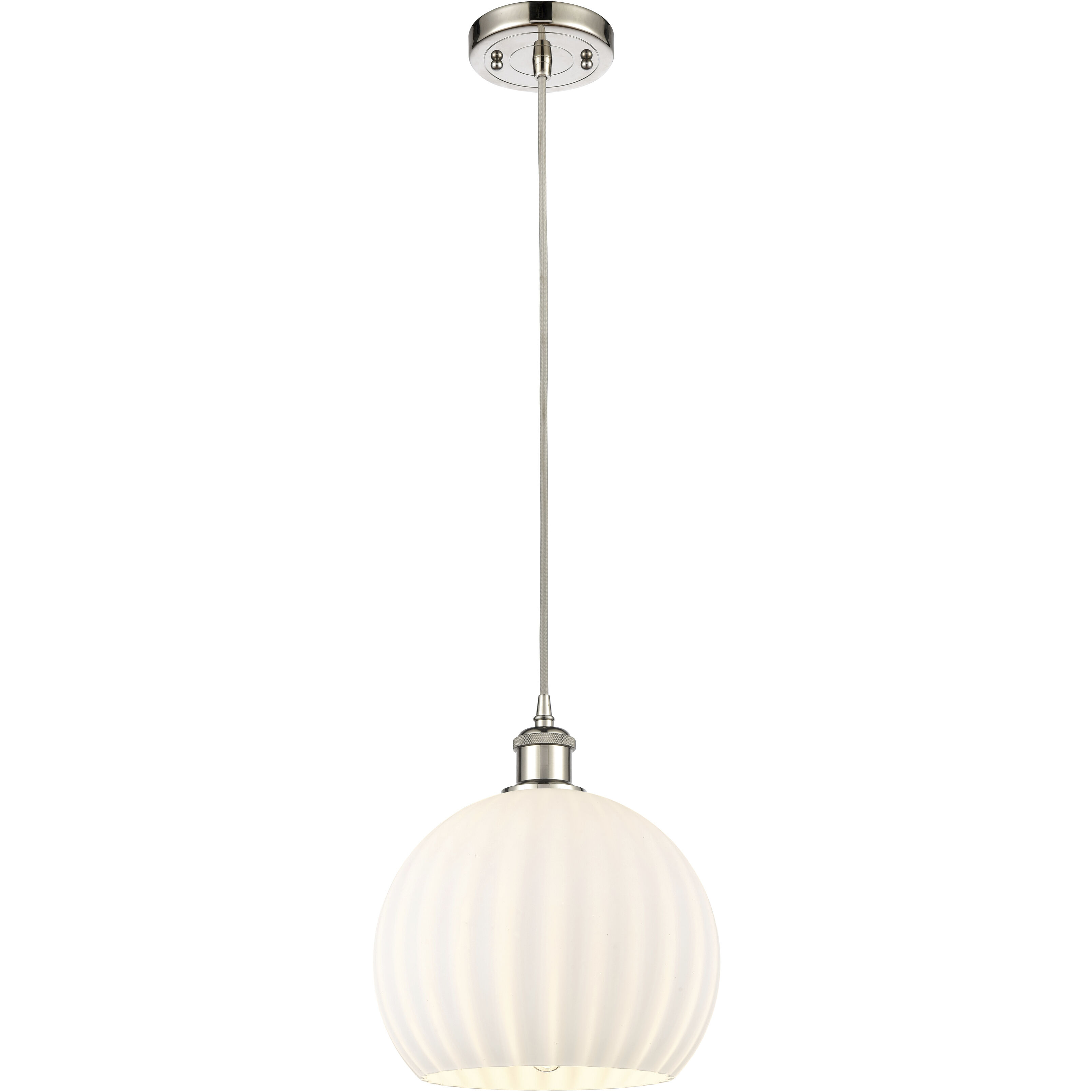 Ballston White Venetian 1 Light 10 inch Polished Nickel Cord Hung Mini Pendant Ceiling Light