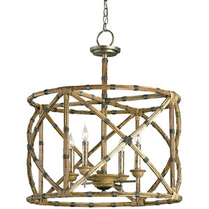 Palm Beach 4 Light 25 inch Pyrite Bronze/Washed Wood/Natural Lantern Pendant Ceiling Light