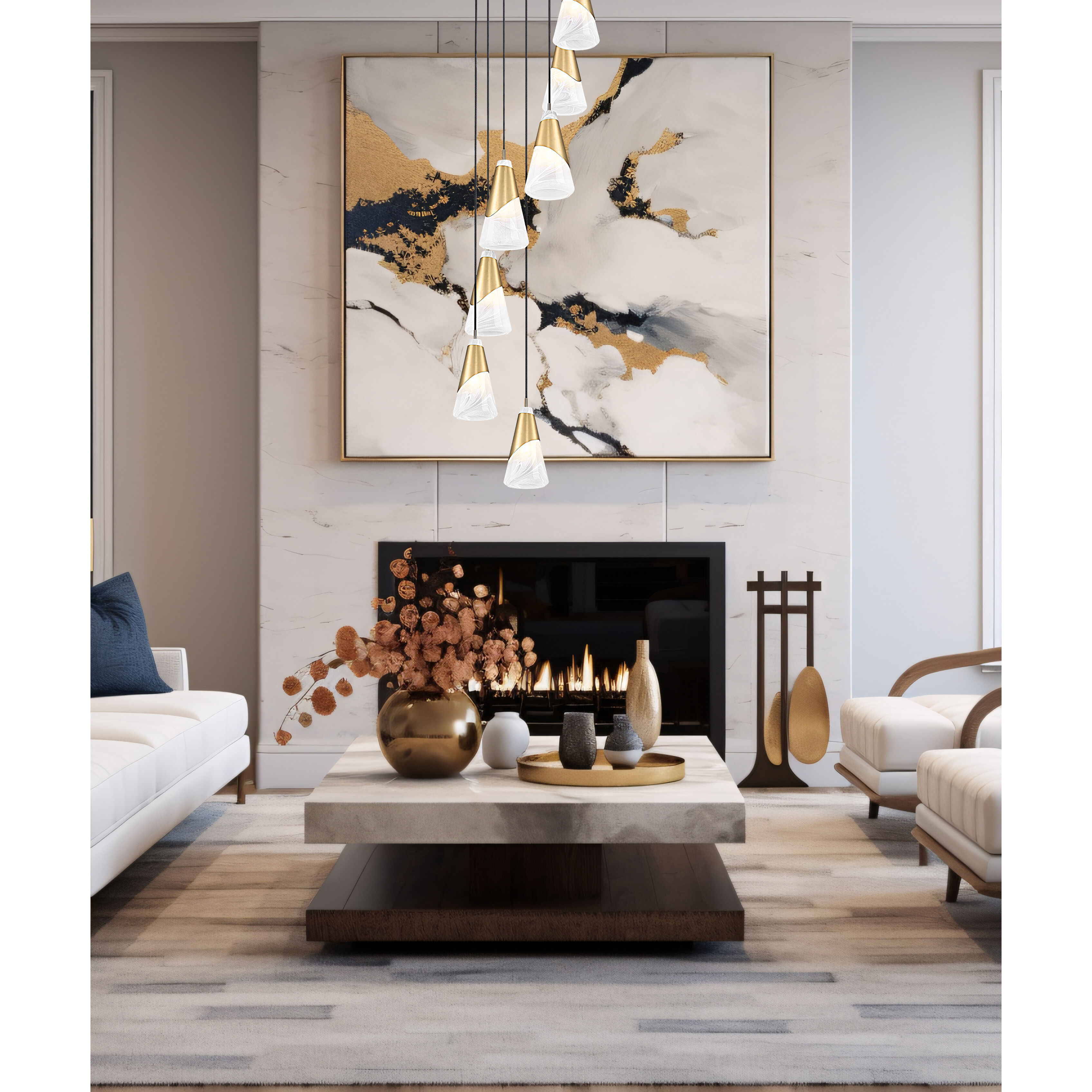 Aimie 7 Light 18 inch Modern Gold Chandelier Ceiling Light