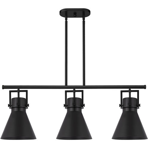 Newton Cone 3 Light 42 inch Matte Black Island Light Ceiling Light