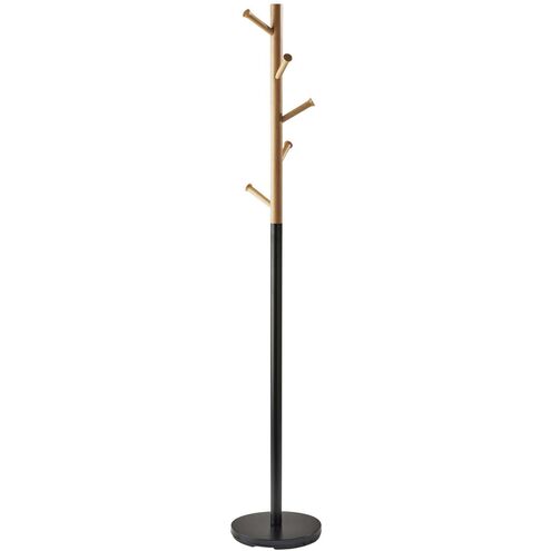 Arbor 69 inch Black with Natural Rubberwood Coat Rack