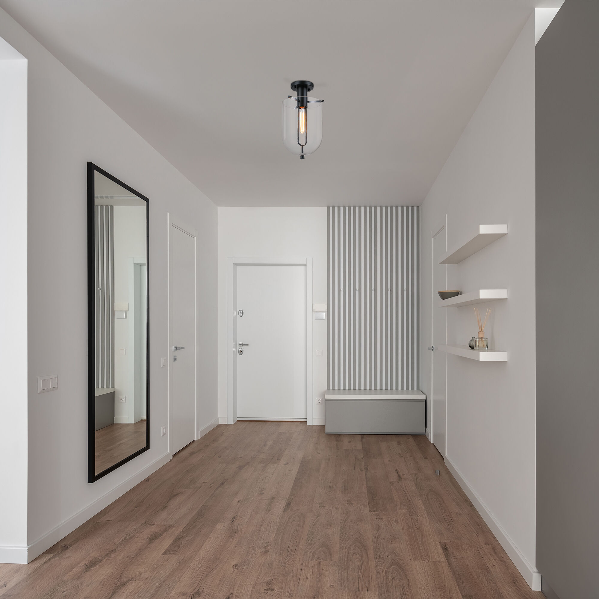 Skylar LED 10 inch Matte Black Semi-Flush Mount Ceiling Light